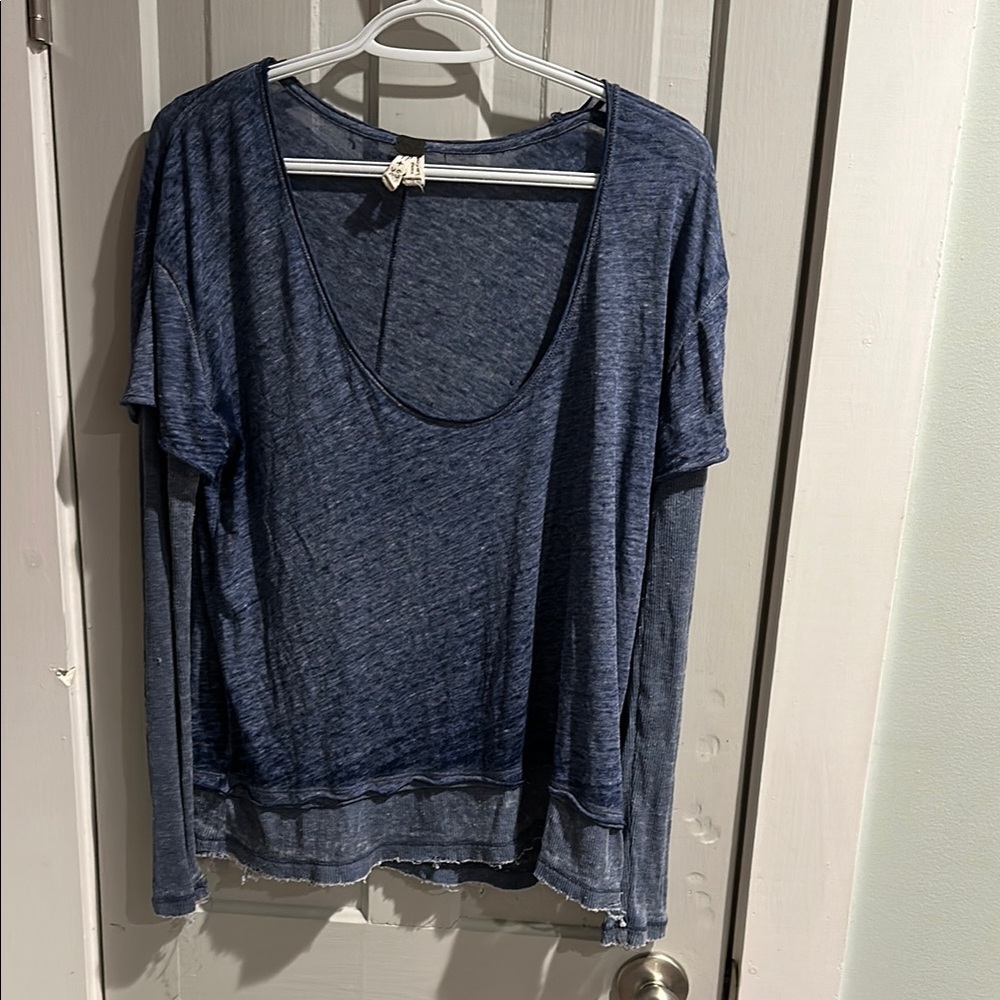 We The Free Blue Oversized Relaxed T-Shirt